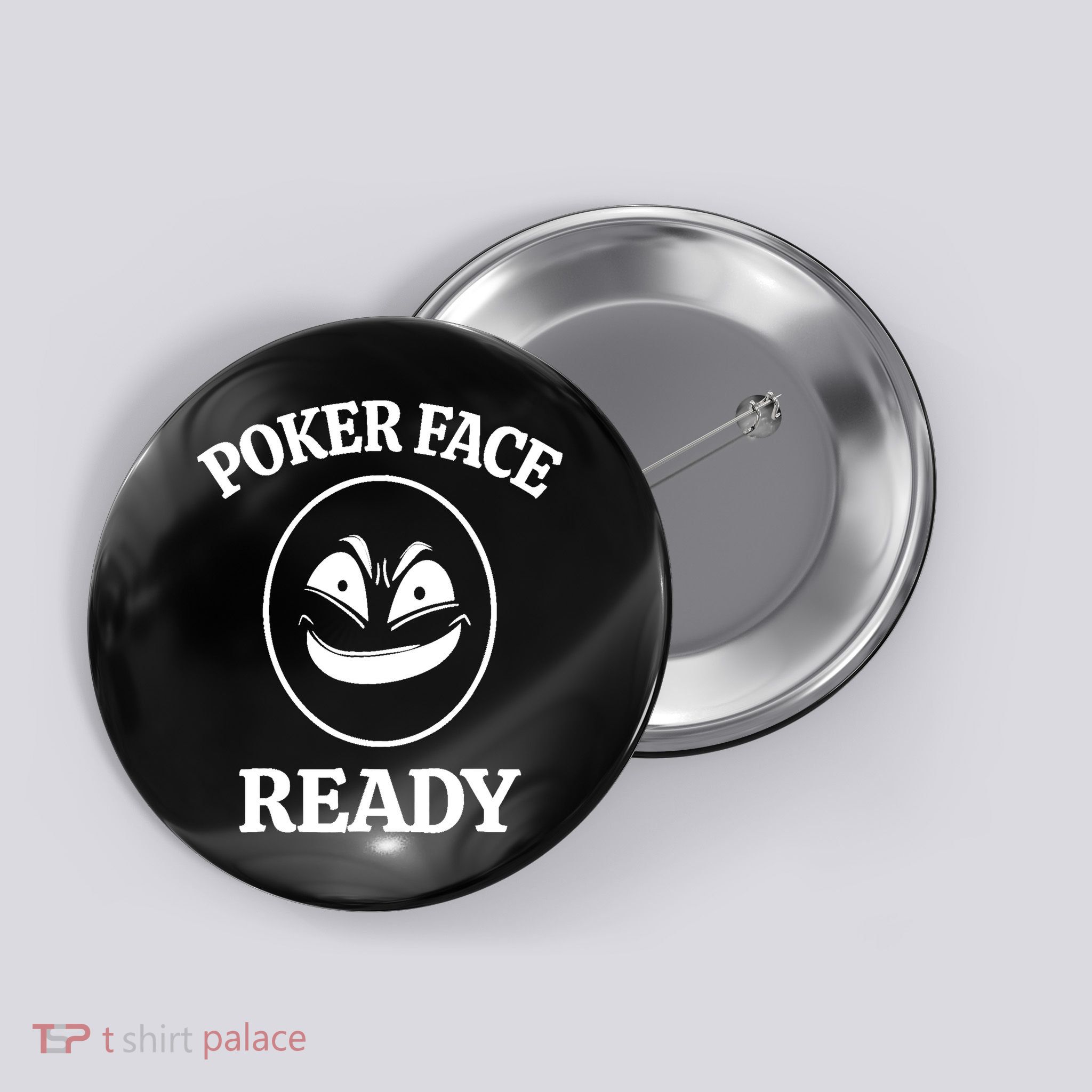 Poker Face Ready Gambling Texas Holdem Funny Card Playing Button