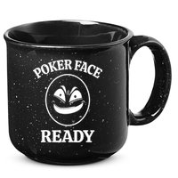 Poker Face Ready Gambling Texas Holdem Funny Card Playing 15oz Campfire Ceramic Mug
