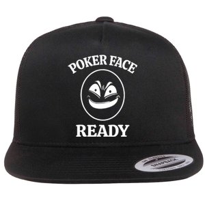 Poker Face Ready Gambling Texas Holdem Funny Card Playing Flat Bill Trucker Hat