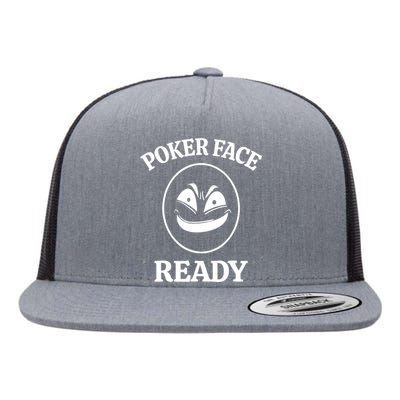 Poker Face Ready Gambling Texas Holdem Funny Card Playing Flat Bill Trucker Hat