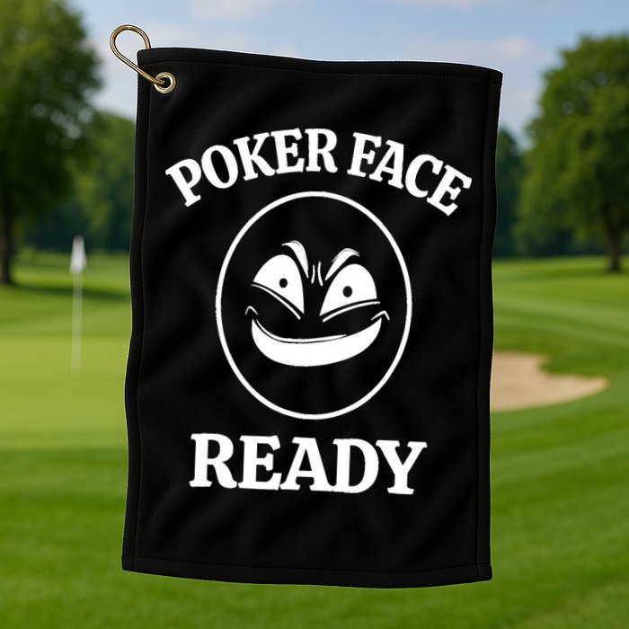 Poker Face Ready Gambling Texas Holdem Funny Card Playing Golf Towel