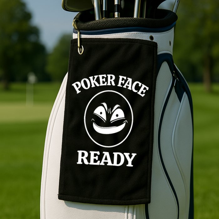 Poker Face Ready Gambling Texas Holdem Funny Card Playing Golf Towel
