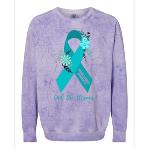 Ph Floral Ribbon Sexual Assault Awareness Month Colorblast Crewneck Sweatshirt