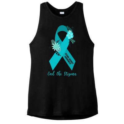 Ph Floral Ribbon Sexual Assault Awareness Month Ladies PosiCharge Tri-Blend Wicking Tank