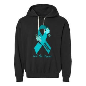 Ph Floral Ribbon Sexual Assault Awareness Month Garment-Dyed Fleece Hoodie