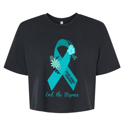 Ph Floral Ribbon Sexual Assault Awareness Month Bella+Canvas Jersey Crop Tee