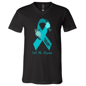 Ph Floral Ribbon Sexual Assault Awareness Month V-Neck T-Shirt