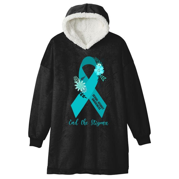 Ph Floral Ribbon Sexual Assault Awareness Month Hooded Wearable Blanket