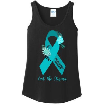 Ph Floral Ribbon Sexual Assault Awareness Month Ladies Essential Tank