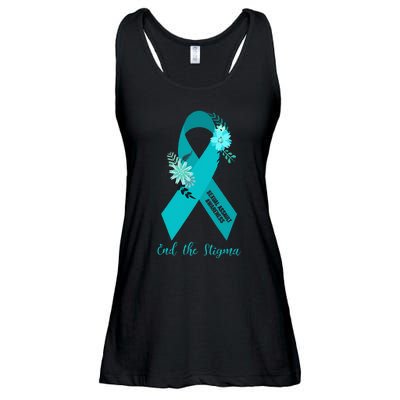 Ph Floral Ribbon Sexual Assault Awareness Month Ladies Essential Flowy Tank