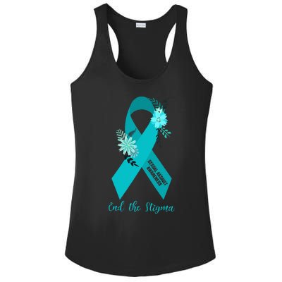 Ph Floral Ribbon Sexual Assault Awareness Month Ladies PosiCharge Competitor Racerback Tank