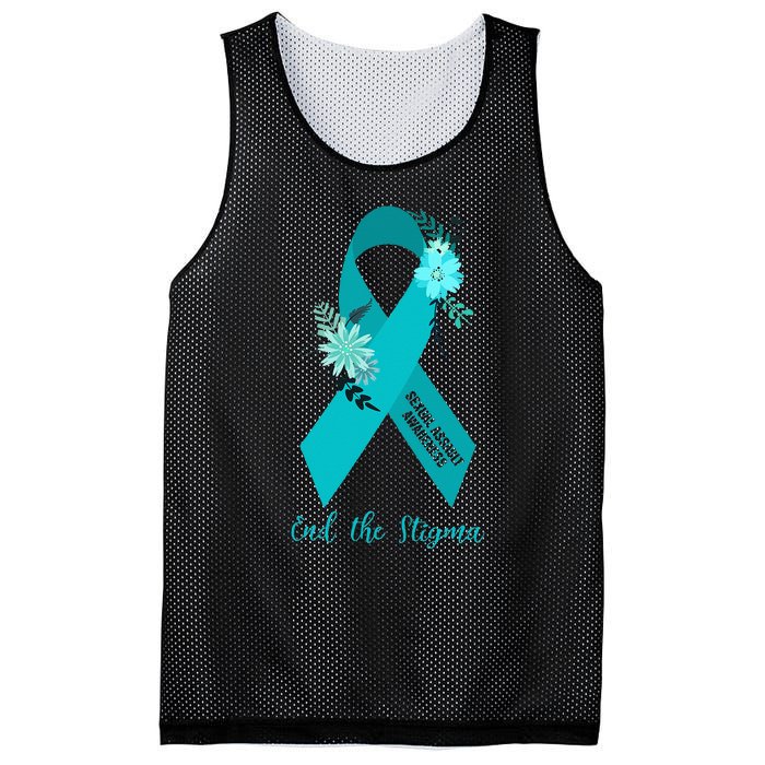 Ph Floral Ribbon Sexual Assault Awareness Month Mesh Reversible Basketball Jersey Tank