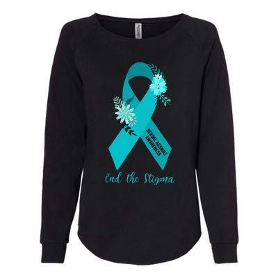 Ph Floral Ribbon Sexual Assault Awareness Month Womens California Wash Sweatshirt