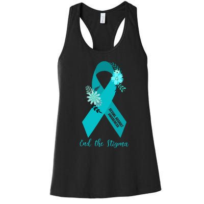 Ph Floral Ribbon Sexual Assault Awareness Month Women's Racerback Tank