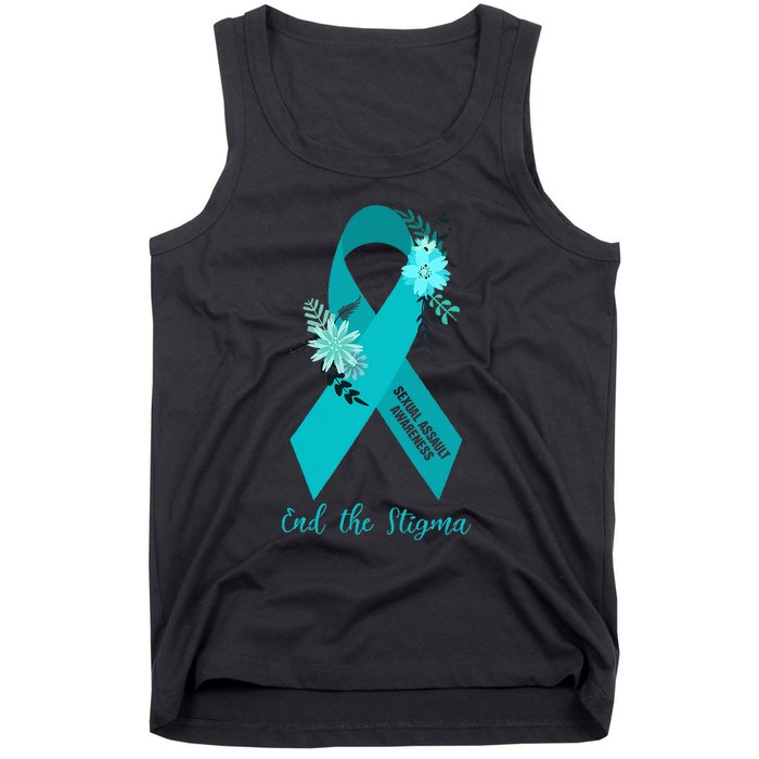 Ph Floral Ribbon Sexual Assault Awareness Month Tank Top