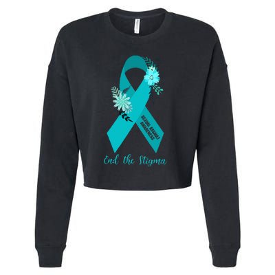 Ph Floral Ribbon Sexual Assault Awareness Month Cropped Pullover Crew