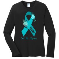 Ph Floral Ribbon Sexual Assault Awareness Month Ladies Long Sleeve Shirt