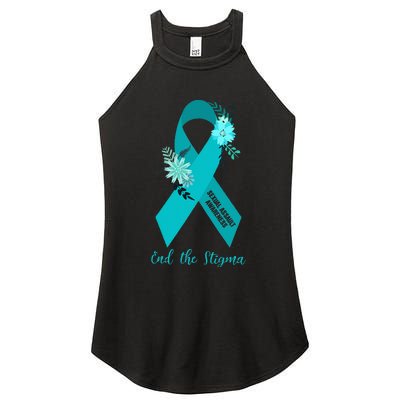 Ph Floral Ribbon Sexual Assault Awareness Month Women's Perfect Tri Rocker Tank