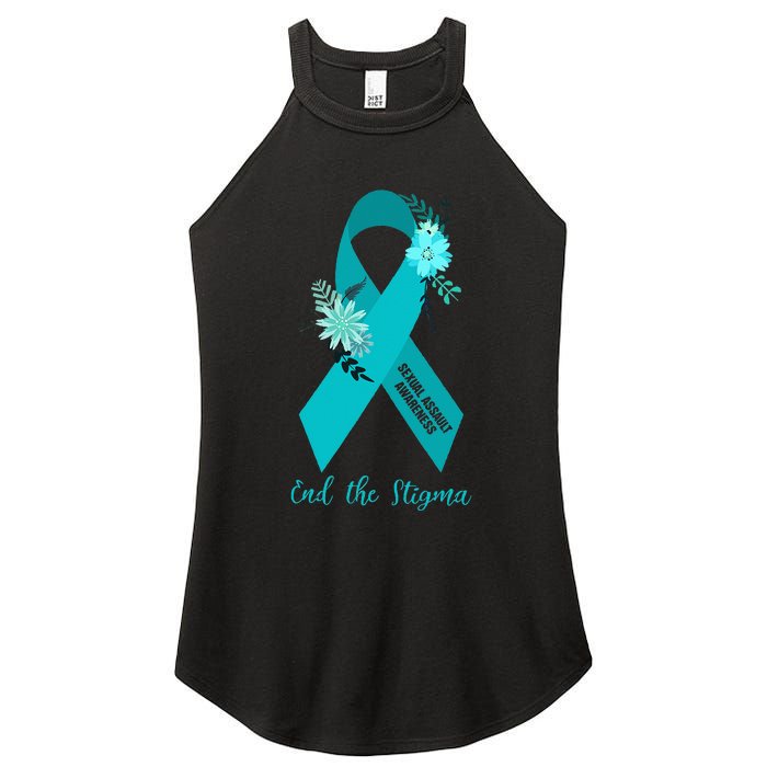 Ph Floral Ribbon Sexual Assault Awareness Month Women's Perfect Tri Rocker Tank