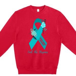 Ph Floral Ribbon Sexual Assault Awareness Month Premium Crewneck Sweatshirt