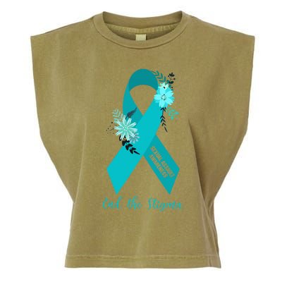 Ph Floral Ribbon Sexual Assault Awareness Month Garment-Dyed Women's Muscle Tee