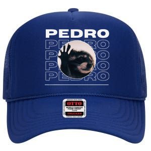 Pedro Funny Raccoon Dancing Meme High Crown Mesh Back Trucker Hat