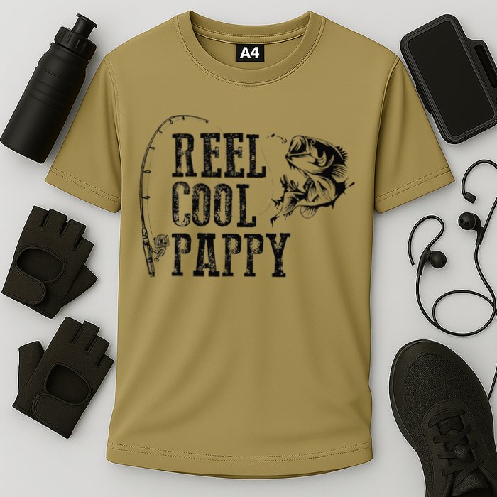 Pappy Fishing Reel Cool Pappy Funny Gift Cooling Performance Crew T-Shirt