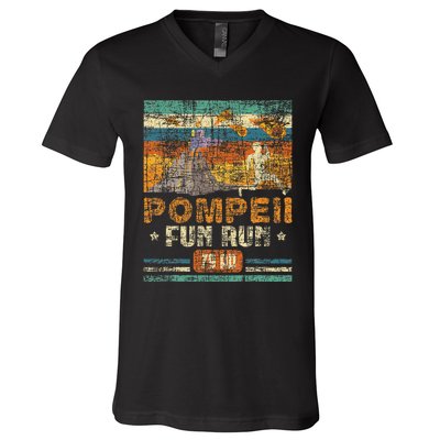 Pompeii Fun Run Geography Volcanologist Volcanology V-Neck T-Shirt