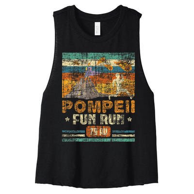 Pompeii Fun Run Geography Volcanologist Volcanology Women's Racerback Cropped Tank