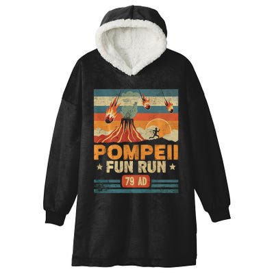 Pompeii Fun Run Retro Volcano Lover Geology Volcanologist Hooded Wearable Blanket