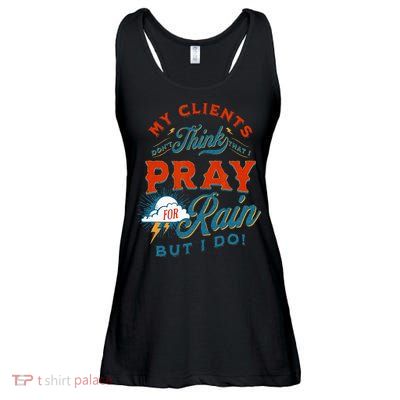 Pray For Rain Cut The Grass Mow The Lawn Farmers Market Ladies Essential Flowy Tank