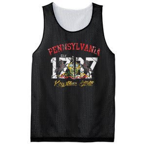 Pennsylvania Flag Retro Distressed Fade Mesh Reversible Basketball Jersey Tank