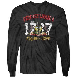 Pennsylvania Flag Retro Distressed Fade Tie-Dye Long Sleeve Shirt