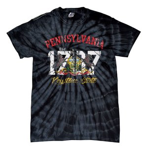 Pennsylvania Flag Retro Distressed Fade Tie-Dye T-Shirt