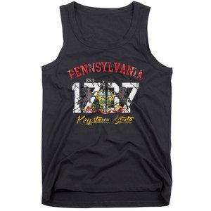 Pennsylvania Flag Retro Distressed Fade Tank Top