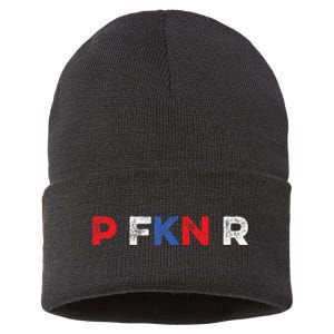 P FKN R Puerto Rico Fan Funny Meme Spanish Music Urban Slang Sustainable Knit Beanie