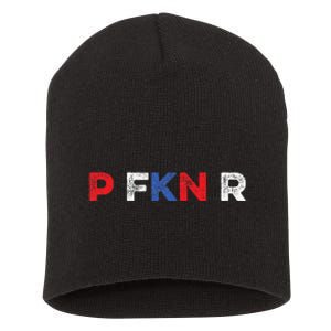 P FKN R Puerto Rico Fan Funny Meme Spanish Music Urban Slang Short Acrylic Beanie