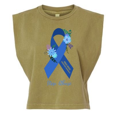 Ph Floral Ribbon Abuse Awareness Month Great Gift Garment-Dyed Women's Muscle Tee