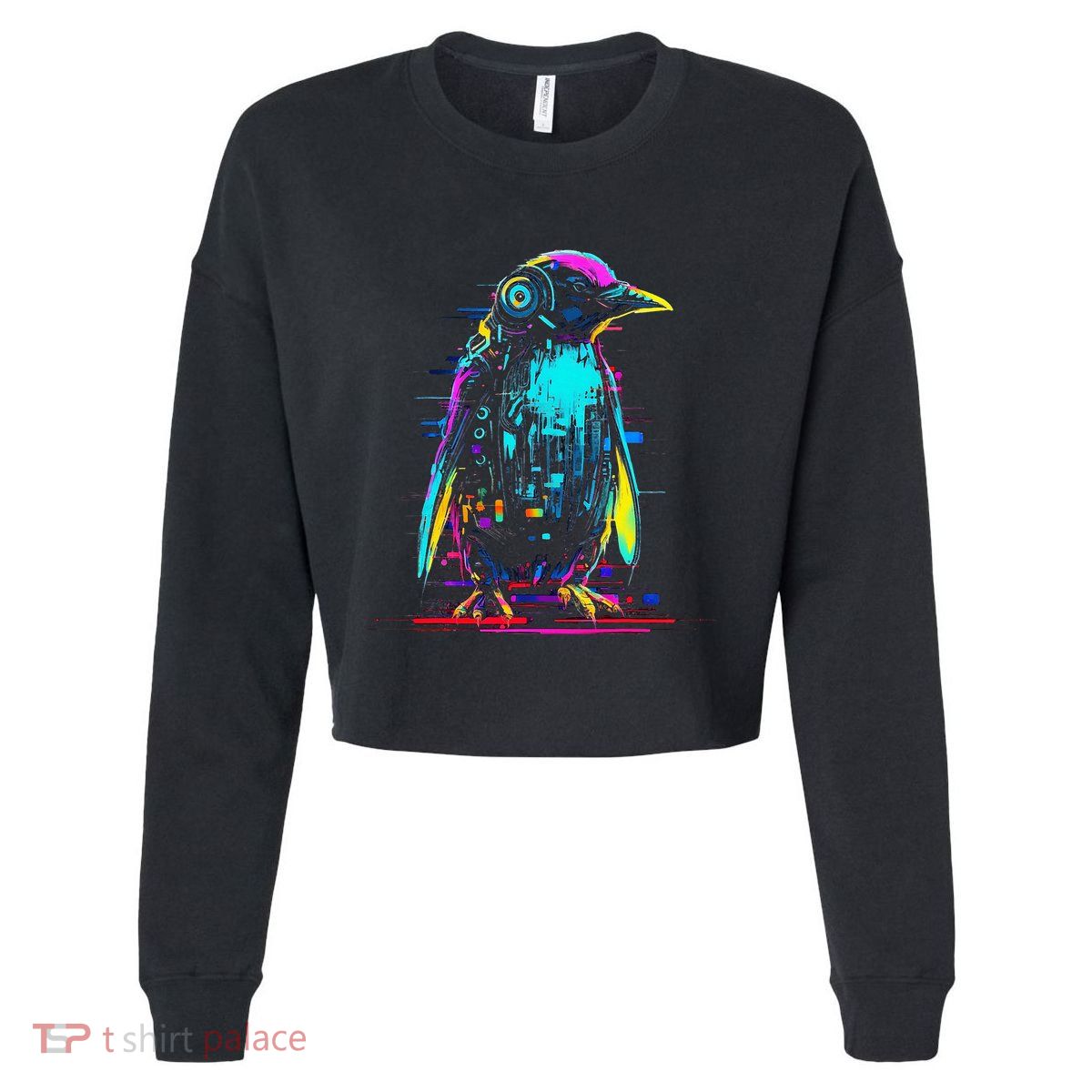 Penguin Fantasy Robot Art Animal Penguin Cropped Pullover Crew