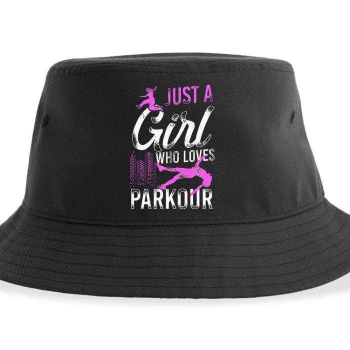 Parkour Free Running Traceur Girl Vintage Just A Girl Who Sustainable Bucket Hat