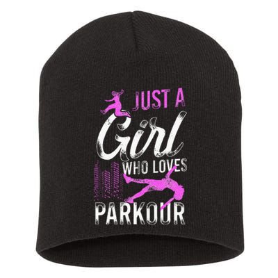 Parkour Free Running Traceur Girl Vintage Just A Girl Who Short Acrylic Beanie