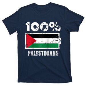 Palestine Flag Support | 100% Palestinians Battery Power T-Shirt