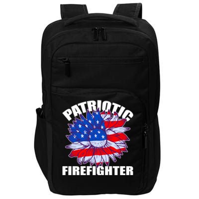 Patriotic Firefighter Sunflower Retro Job America Flag Gift Impact Tech Backpack