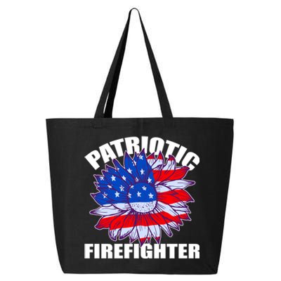 Patriotic Firefighter Sunflower Retro Job America Flag Gift 25L Jumbo Tote