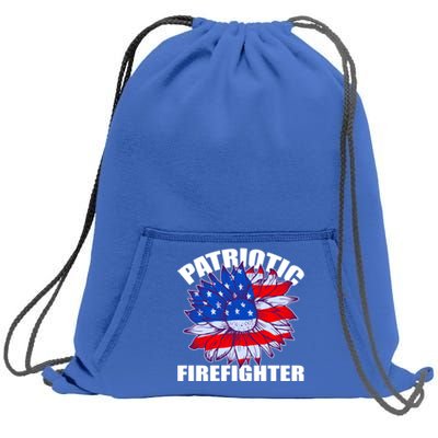 Patriotic Firefighter Sunflower Retro Job America Flag Gift Sweatshirt Cinch Pack Bag