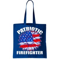 Patriotic Firefighter Sunflower Retro Job America Flag Gift Tote Bag