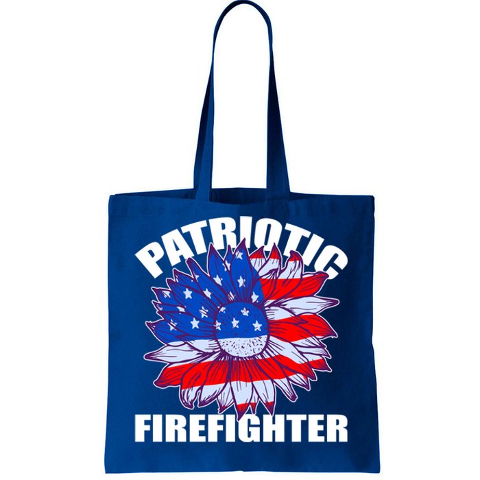 Patriotic Firefighter Sunflower Retro Job America Flag Gift Tote Bag