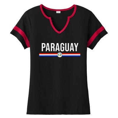 Paraguay Flag Sports Soccer Football Athletic Jersey Top Ladies Halftime Notch Neck Tee