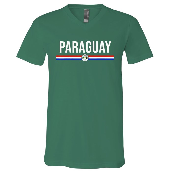 Paraguay Flag Sports Soccer Football Athletic Jersey Top V-Neck T-Shirt