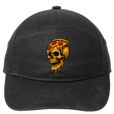 Pizza Food Skull Horror 7-Panel Snapback Hat